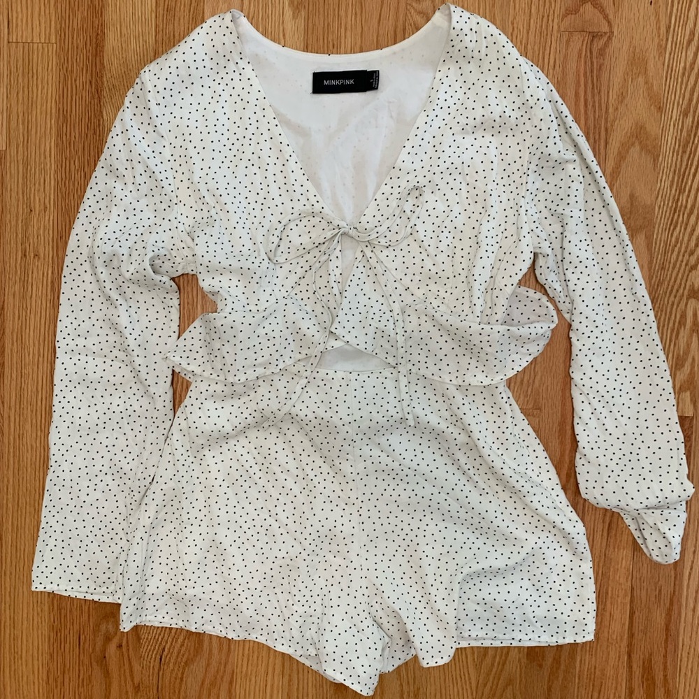 NEW!! MINKPINK black and white polka dot romper
